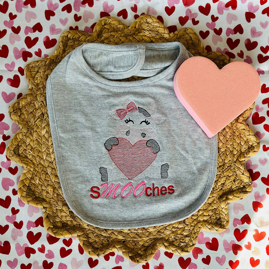 sMOOches Embroidered Valentines Bib